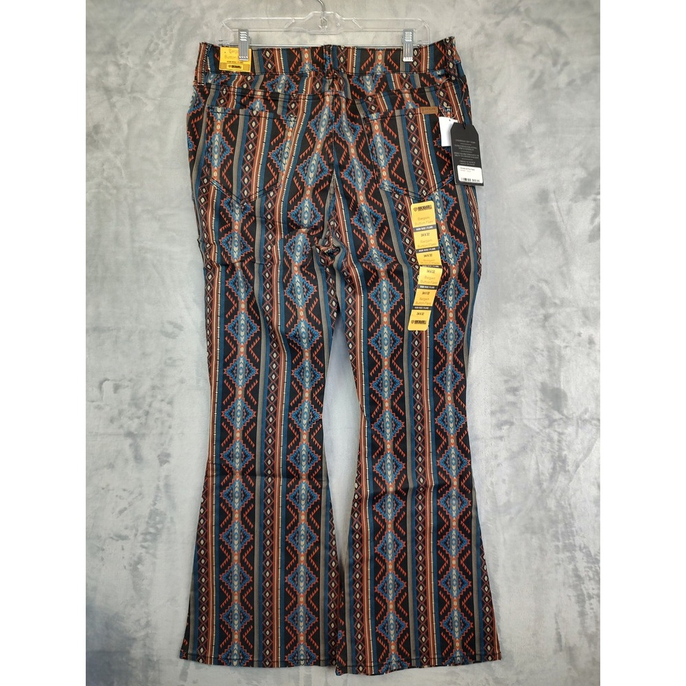 Rock & Roll Denim Women's 34x32 High Rise Button Flare Jeans Southwest Pattern - Picture 3 of 8